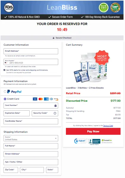 Lean Bliss order page